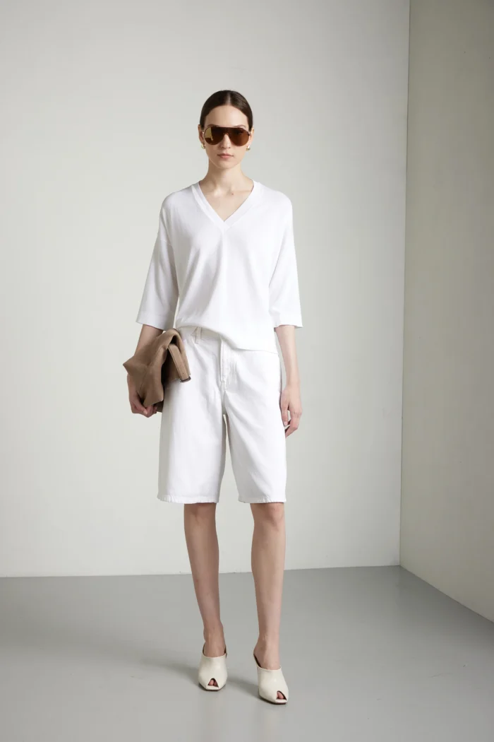 Maglia scollo a v in  cotone
