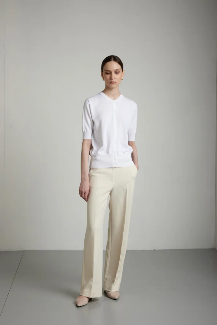 Three-quarter sleeve cotton cardigan
