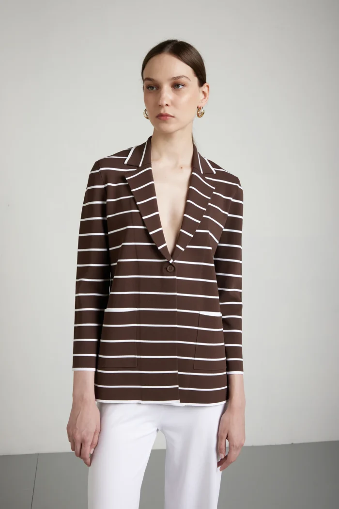Striped Milano-stitch stretch viscose blazer.