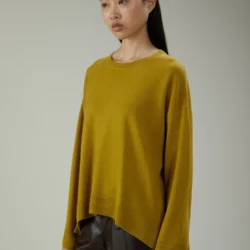 Maglia girocollo in lana e cashmere dal fondo stondato - Thumbnail Image 2