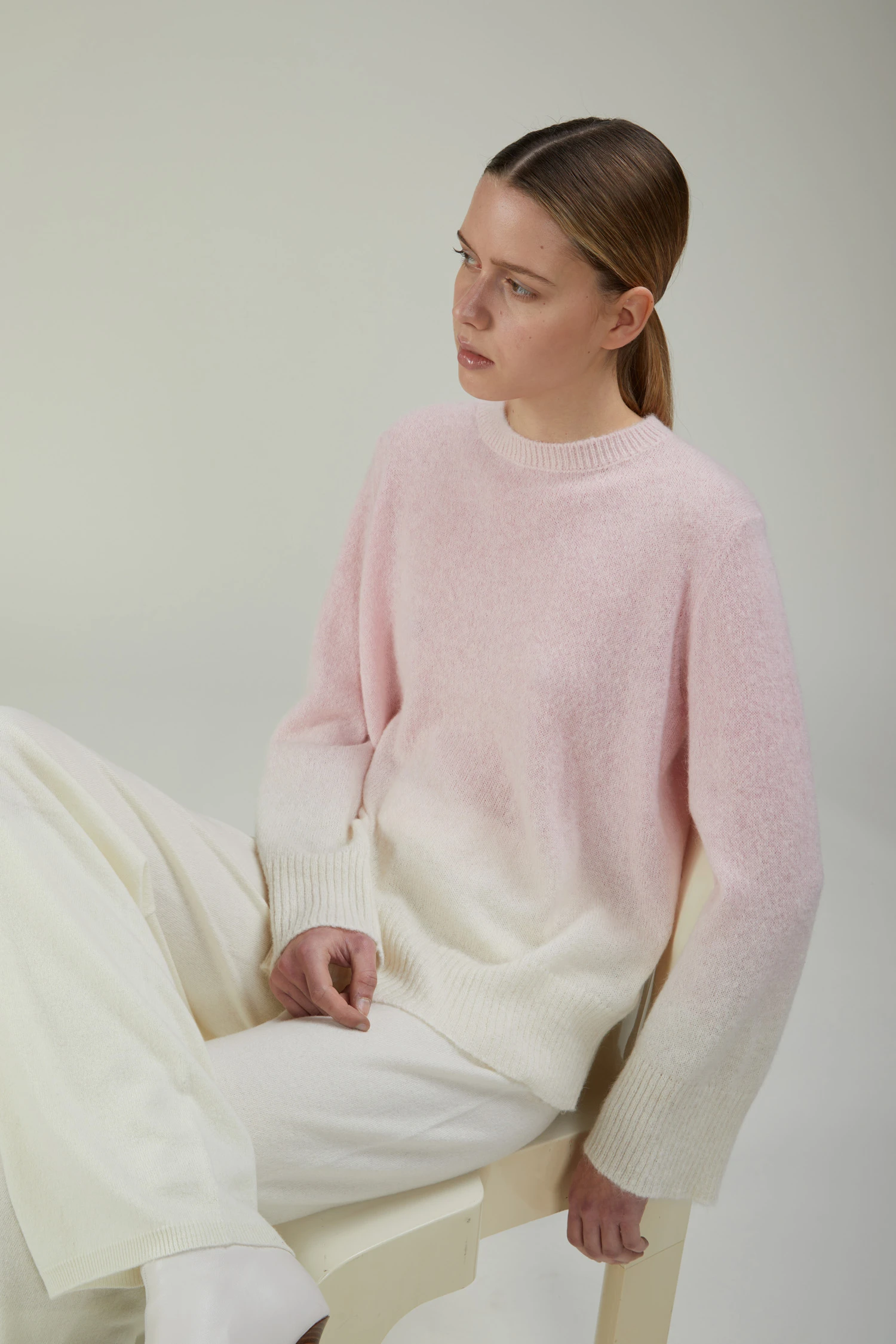 Maglia girocollo in alpaca dégradé - immagine 1