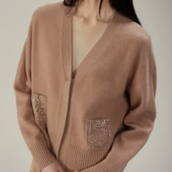 Cardigan in lana con cristalli sulle tasche - Thumbnail Image 1