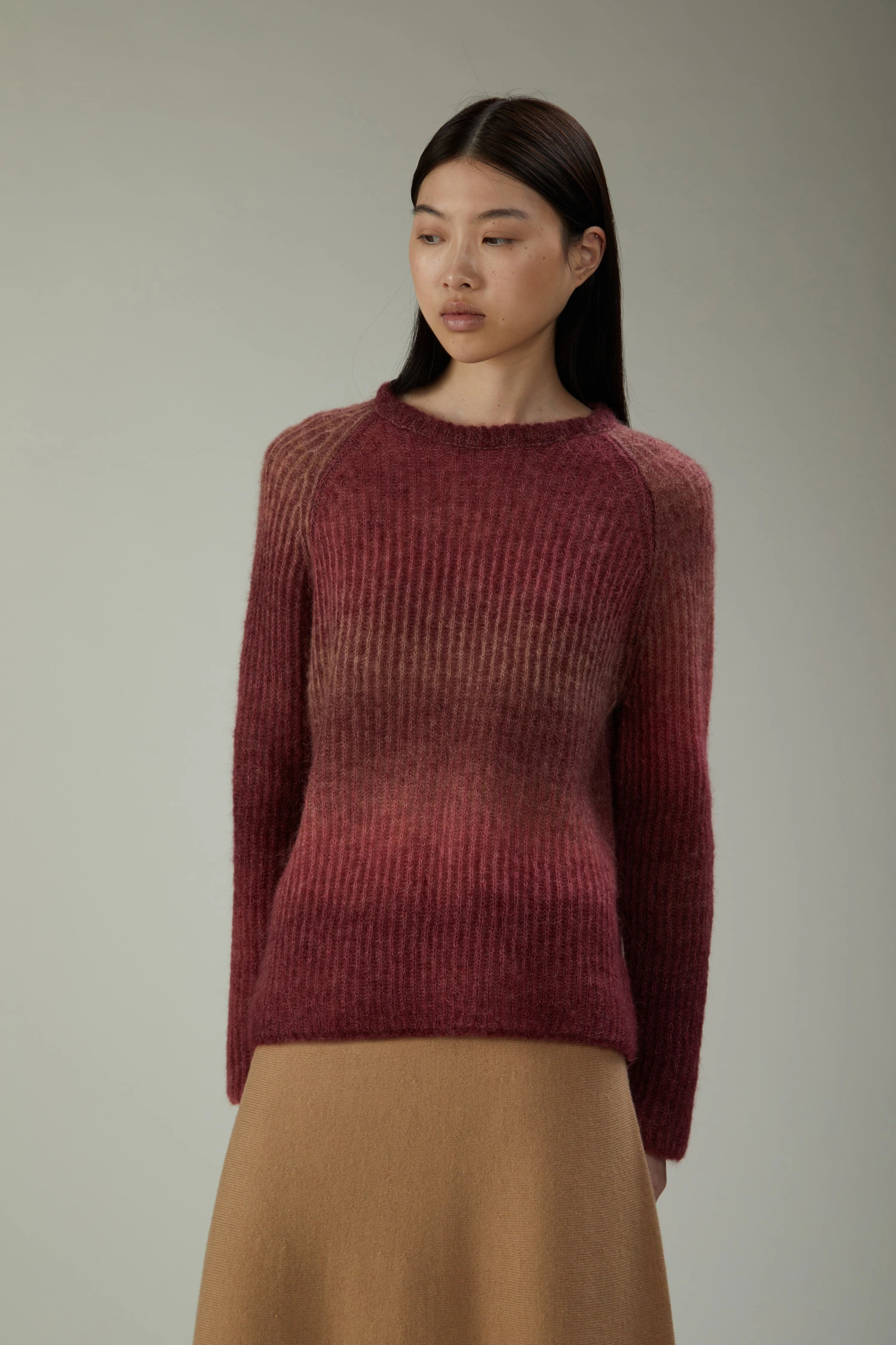 Maglia girocollo in alpaca a costa inglese - immagine 1