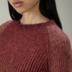 Maglia girocollo in alpaca a costa inglese - Thumbnail Image 2