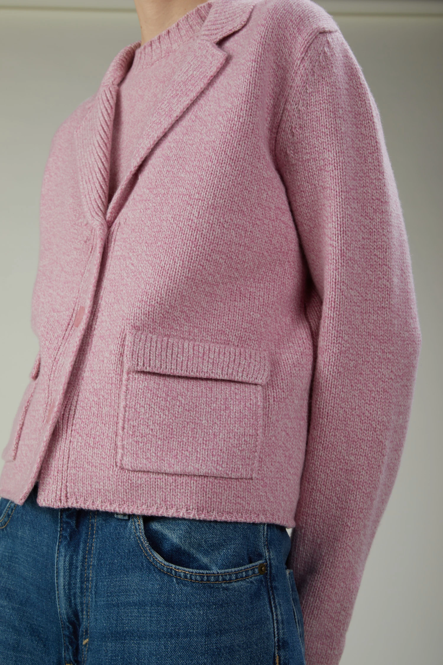 Blazer cropped in lana moulinè - immagine 2