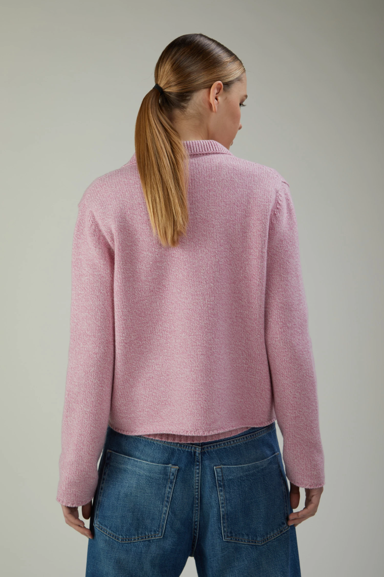 Blazer cropped in lana moulinè - immagine 3