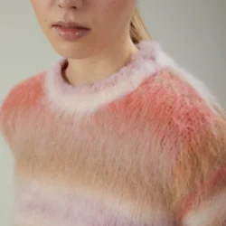Maglia girocollo garzata in filato stampato - Thumbnail Image 3