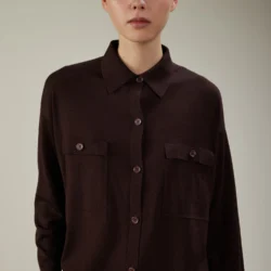 Camicia con tasche in lana merino extrafine - Thumbnail Image 2
