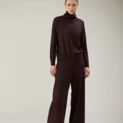 Pantalone a palazzo in lana merino extrafine - Thumbnail Image 1