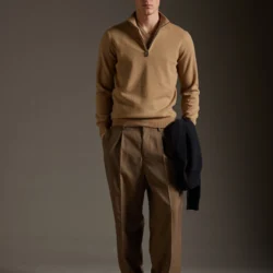 Maglia a collo alto in lana con zip e dettagli a contrasto - Thumbnail Image 1