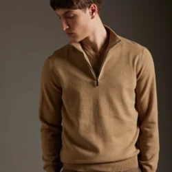 Maglia a collo alto in lana con zip e dettagli a contrasto - Thumbnail Image 3