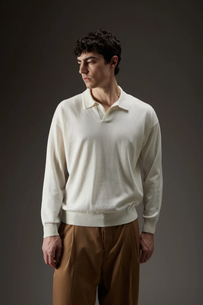 Polo skipper oversize in lana e cotone