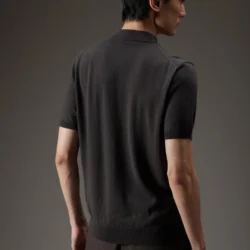Maglia a maniche corte in lana con collo montante - Thumbnail Image 3