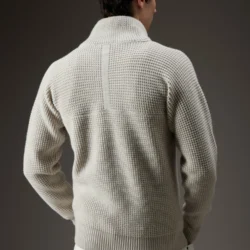 Maglia a collo alto in lana con lavorazione a punto fantasia - Thumbnail Image 3