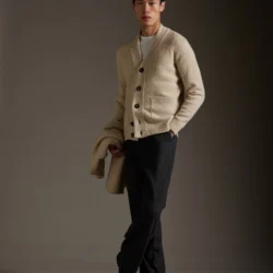 Cardigan con tasche in filoato fantasia - Thumbnail Image 1