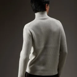Maglia a collo alto a coste con collo speciale - Thumbnail Image 3