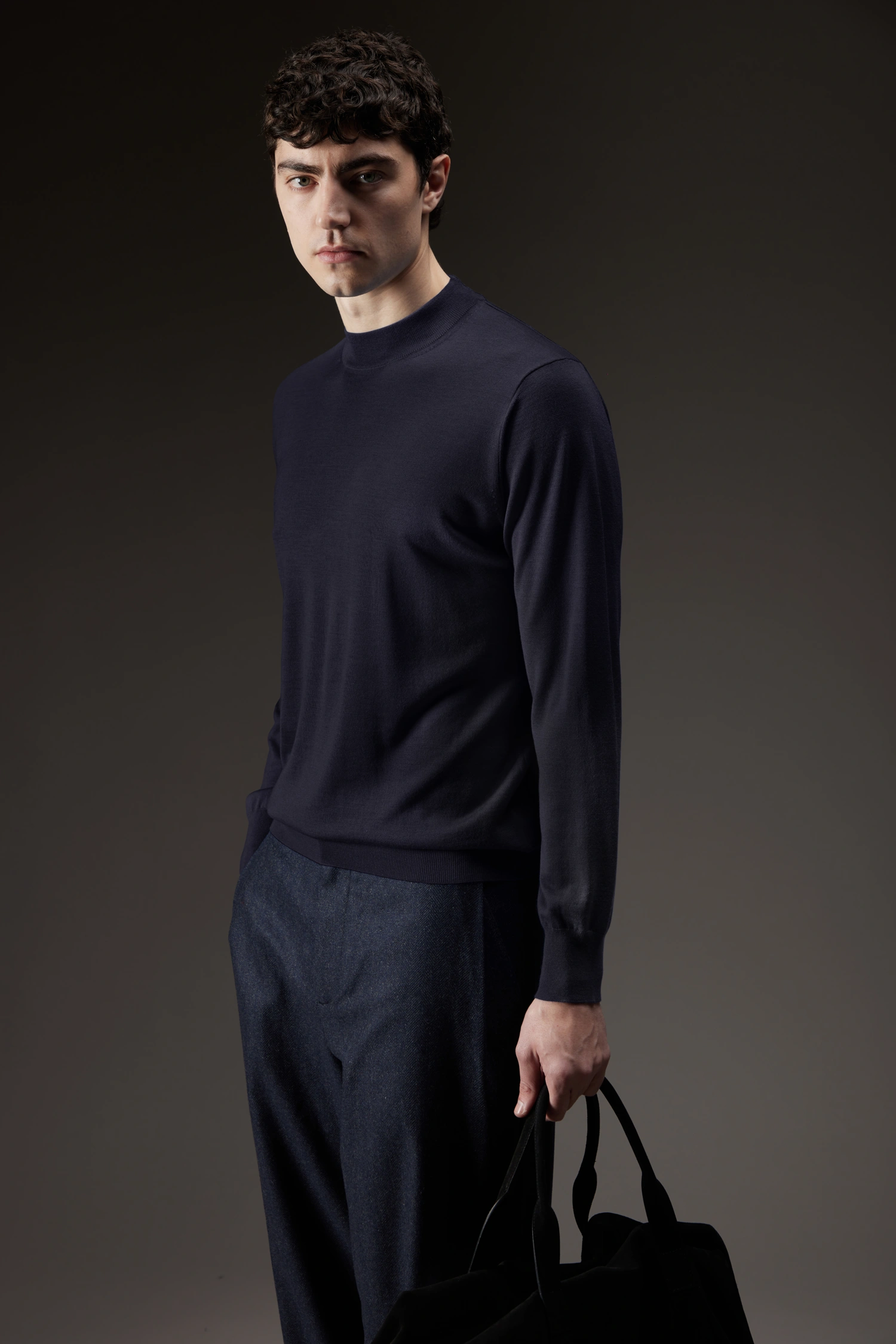 Maglia mezzo lupetto in lana merinos extrafine - immagine 4