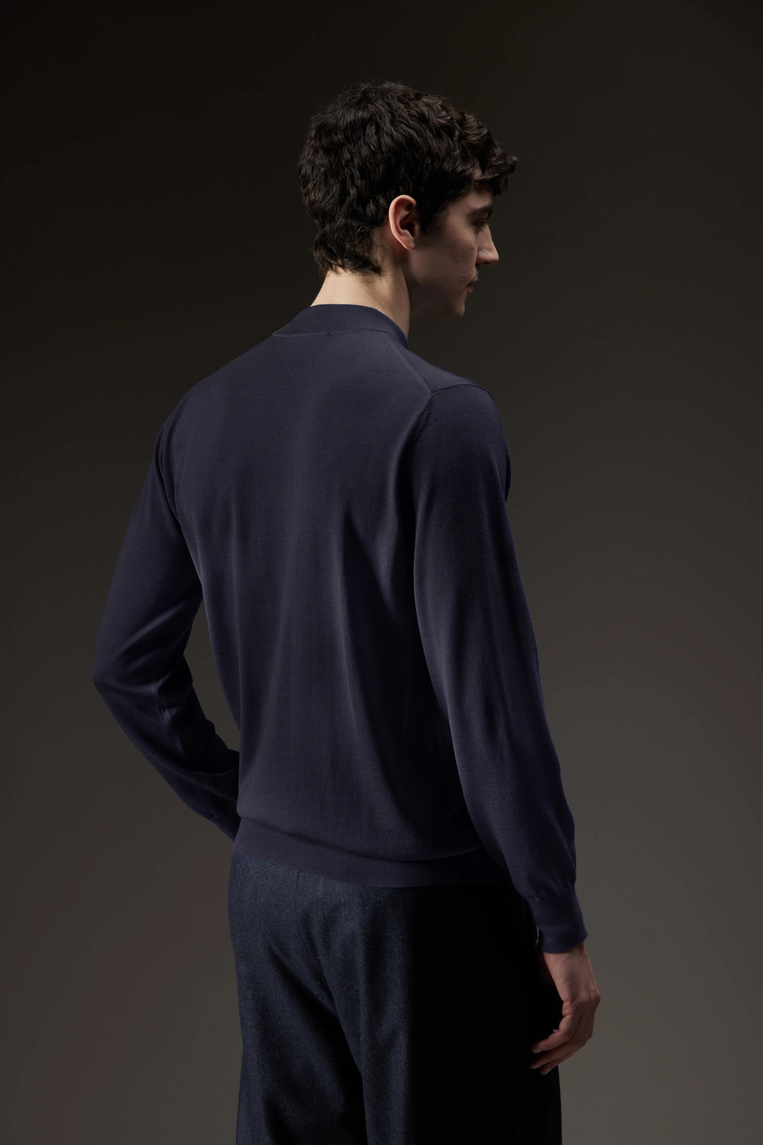 Maglia mezzo lupetto in lana merinos extrafine - immagine 3