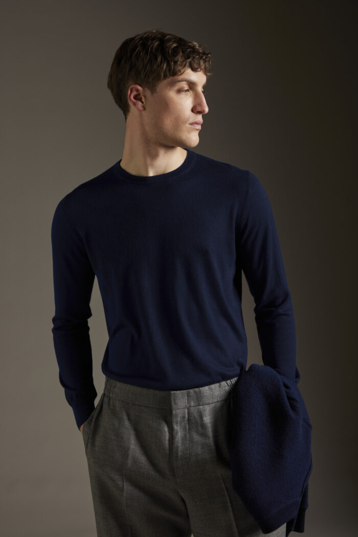 Maglia girocollo in seta e cashmere